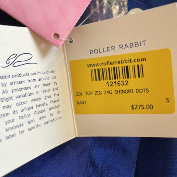 ROLLER RABBIT tie dye silk blouse, blue & white, Small, NWT - Picture 7 of 15